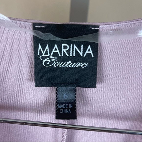 NEW MARINA SIZE 6 LONG SLEEVE CHIFFON GOWN MAUVE ROSE FORMAL ELEGANT SIDE SLIT - Picture 9 of 13